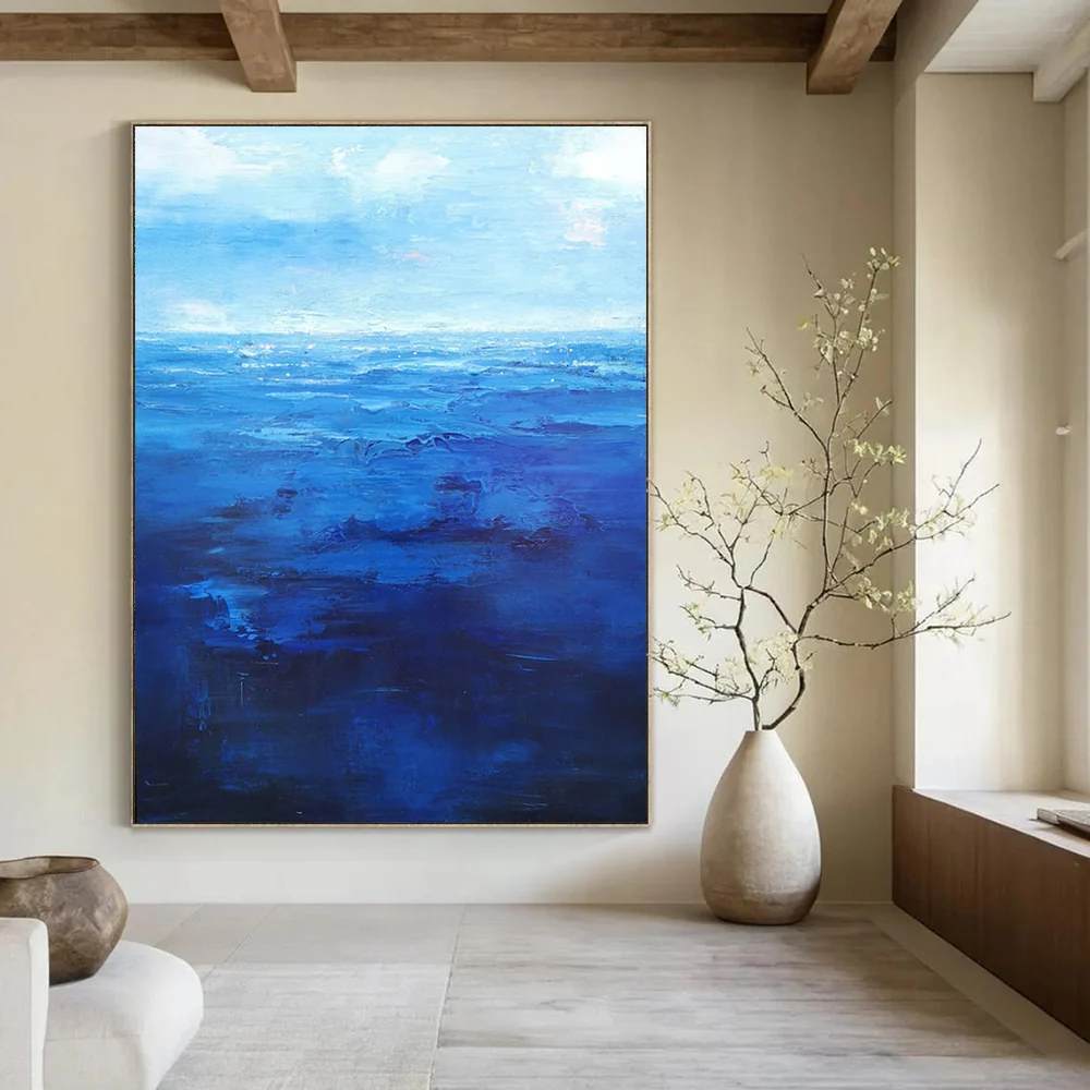 Blue Original Coastal Dramatic Wall Art 69ZYV